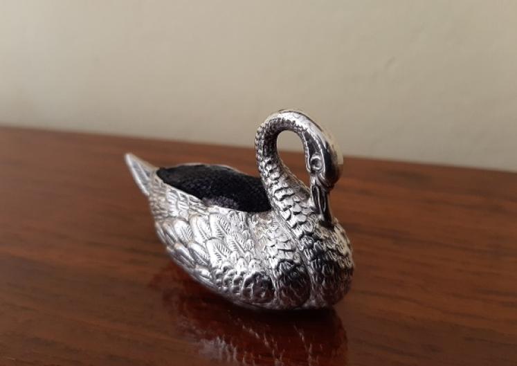 Edwardian Antique Silver 'Swan' Novelty Pin Cushion - Image 5