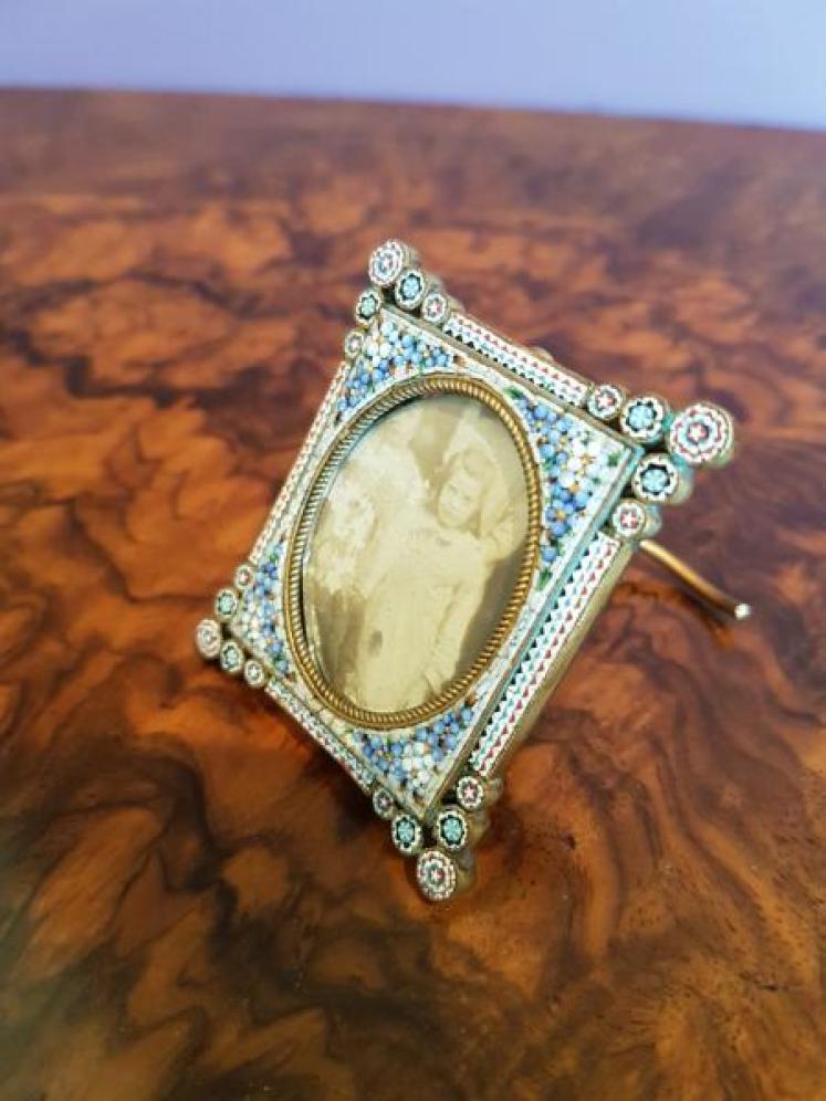 Superb 19 Century Miniature Micro Mosaic Photo Frame - Image 2