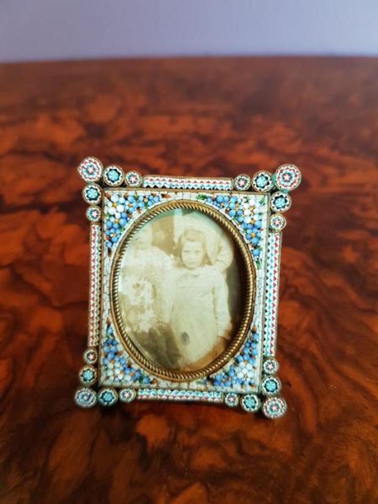Superb 19 Century Miniature Micro Mosaic Photo Frame - Image 4