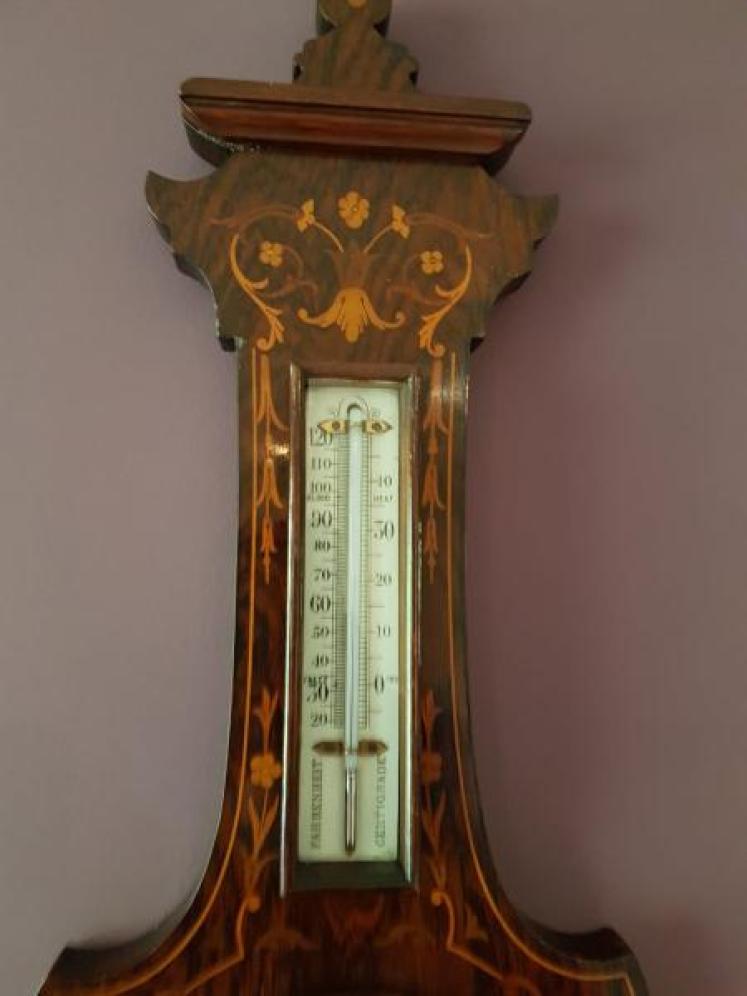 Quality Small Edwardian Inlaid Rosewood Barometer - Image 2