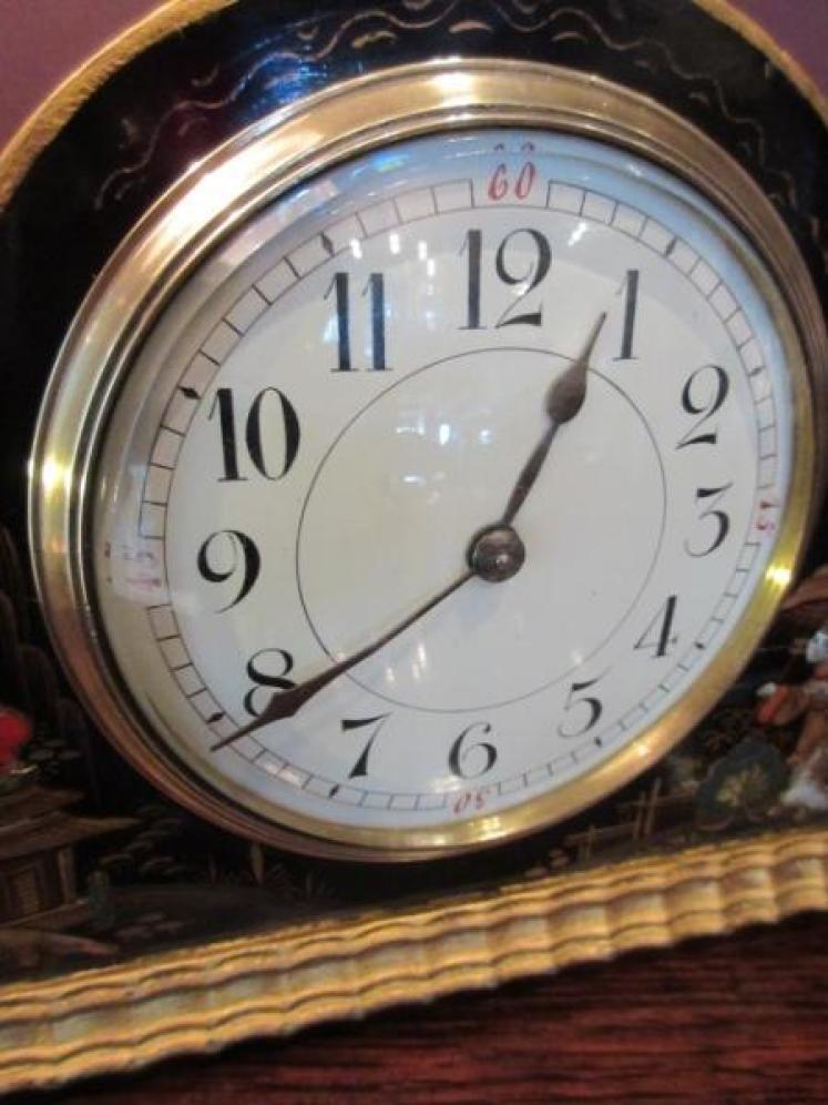 Superb Edwardian Antique Chinioserie Mantel clock - Image 3