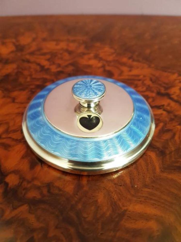 Unusual Antique Silver and Blue Enamel Trump Marker - Image 1
