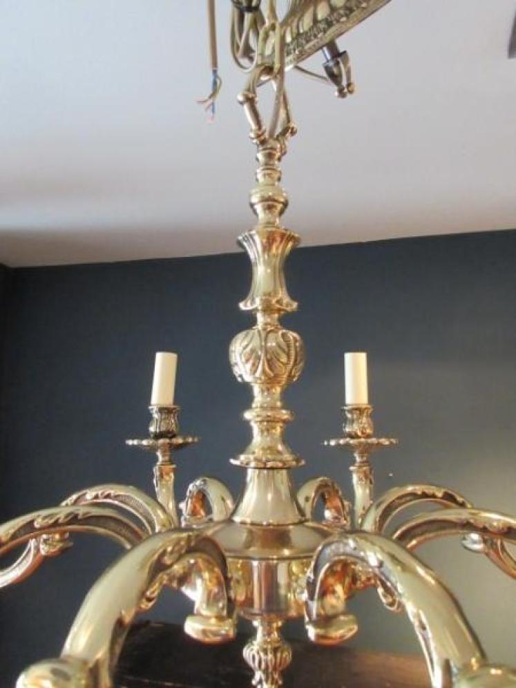 Edwardian Antique Cast Bronze Eight Arm Chandelier - Image 4
