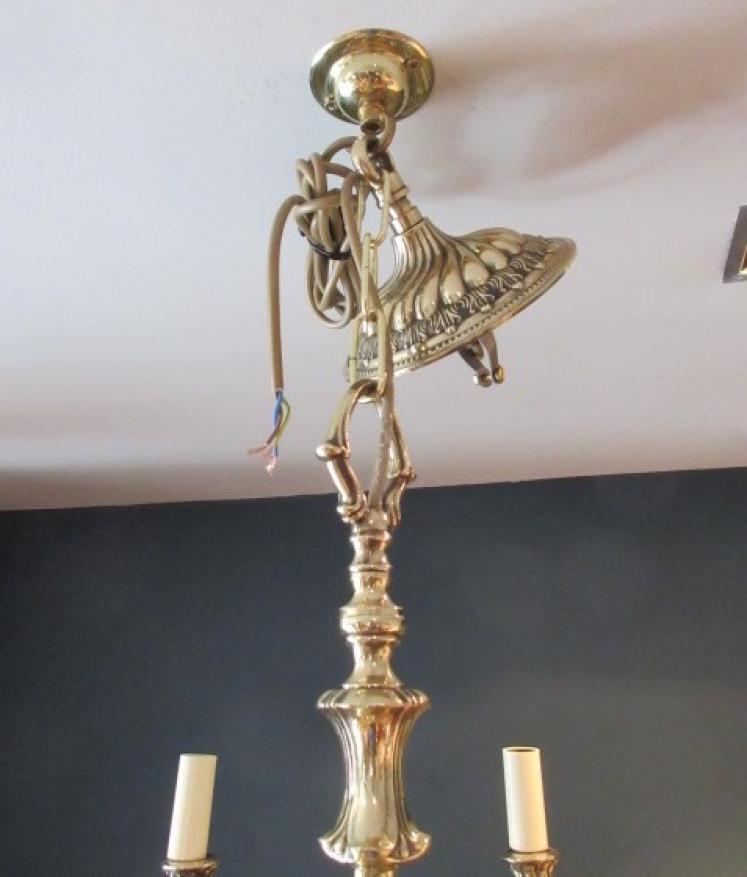Edwardian Antique Cast Bronze Eight Arm Chandelier - Image 5