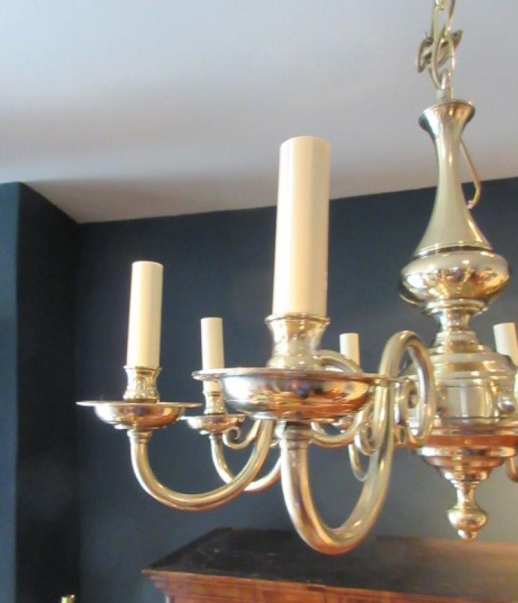 Edwardian Antique Cast Bronze Eight Arm Chandelier - Image 5