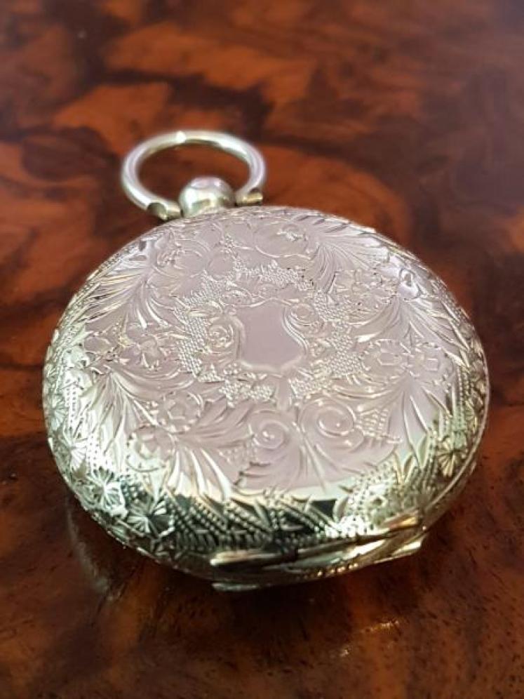 Immaculate Victorian Engraved Swiss Silver Fob Watch - Image 2
