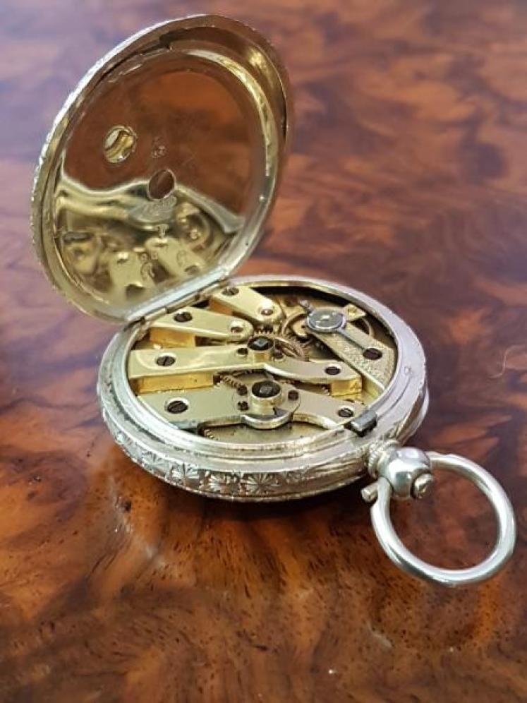 Immaculate Victorian Engraved Swiss Silver Fob Watch - Image 3