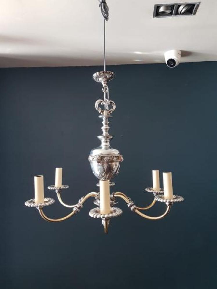 Quality Decorative 1920's Brass & Nickel Plated Chandelier - Image 1