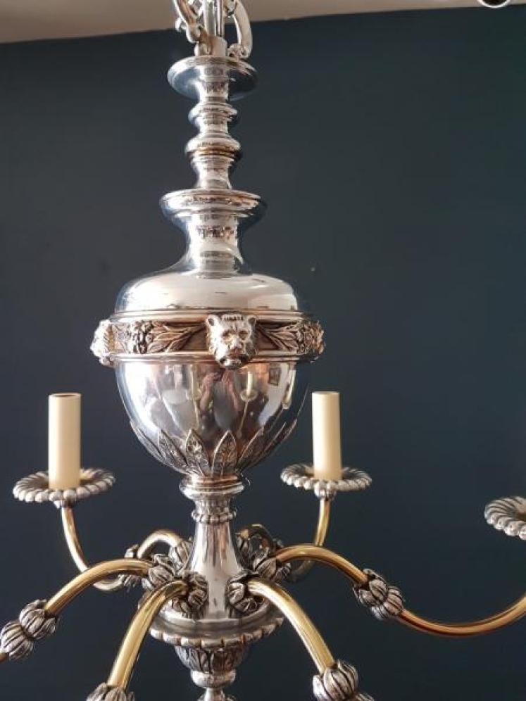 Quality Decorative 1920's Brass & Nickel Plated Chandelier - Image 3