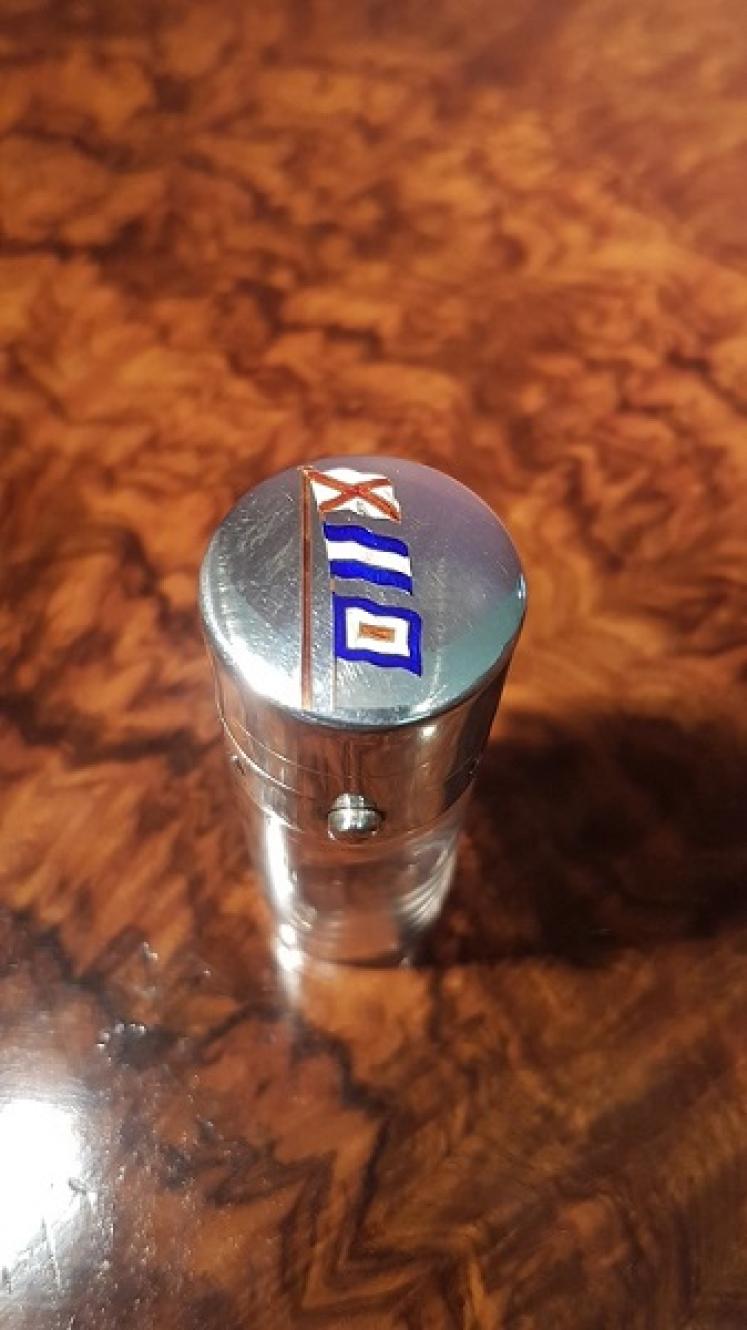 Victorian Antique Silver Enamel Flags Gents Cologne Bottle - Image 2