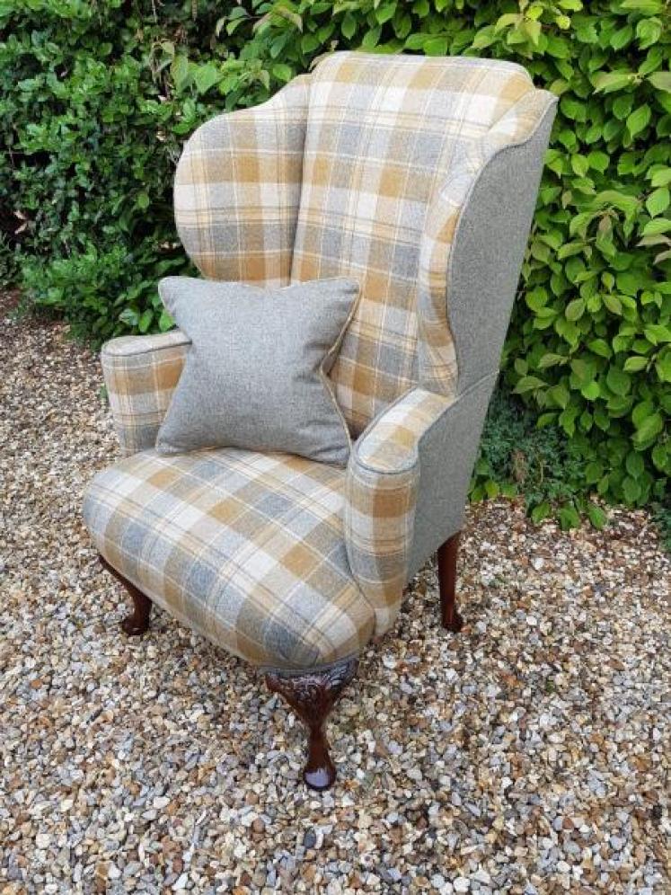 Superb Victorian Upholstered Wing Back Armchair - Image 4