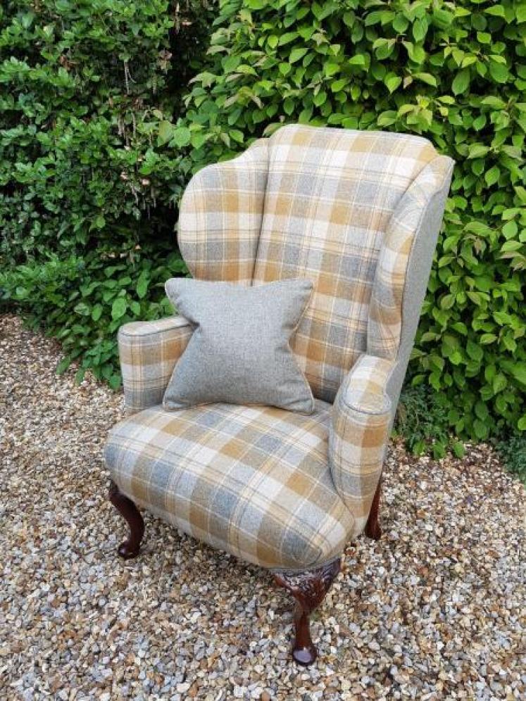 Superb Victorian Upholstered Wing Back Armchair - Image 5