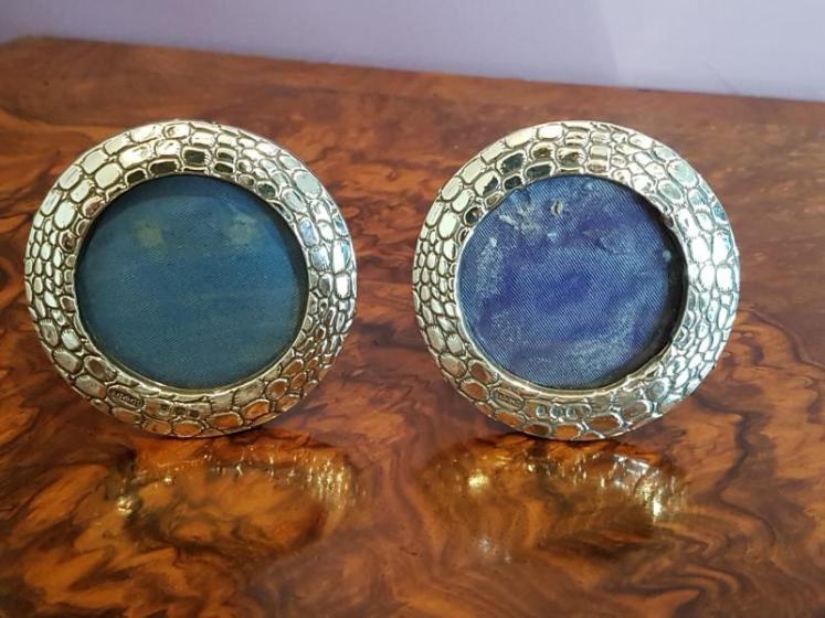 Pair of Edwardian Silver Faux Crocodile Skin Photo Frames - Image 1