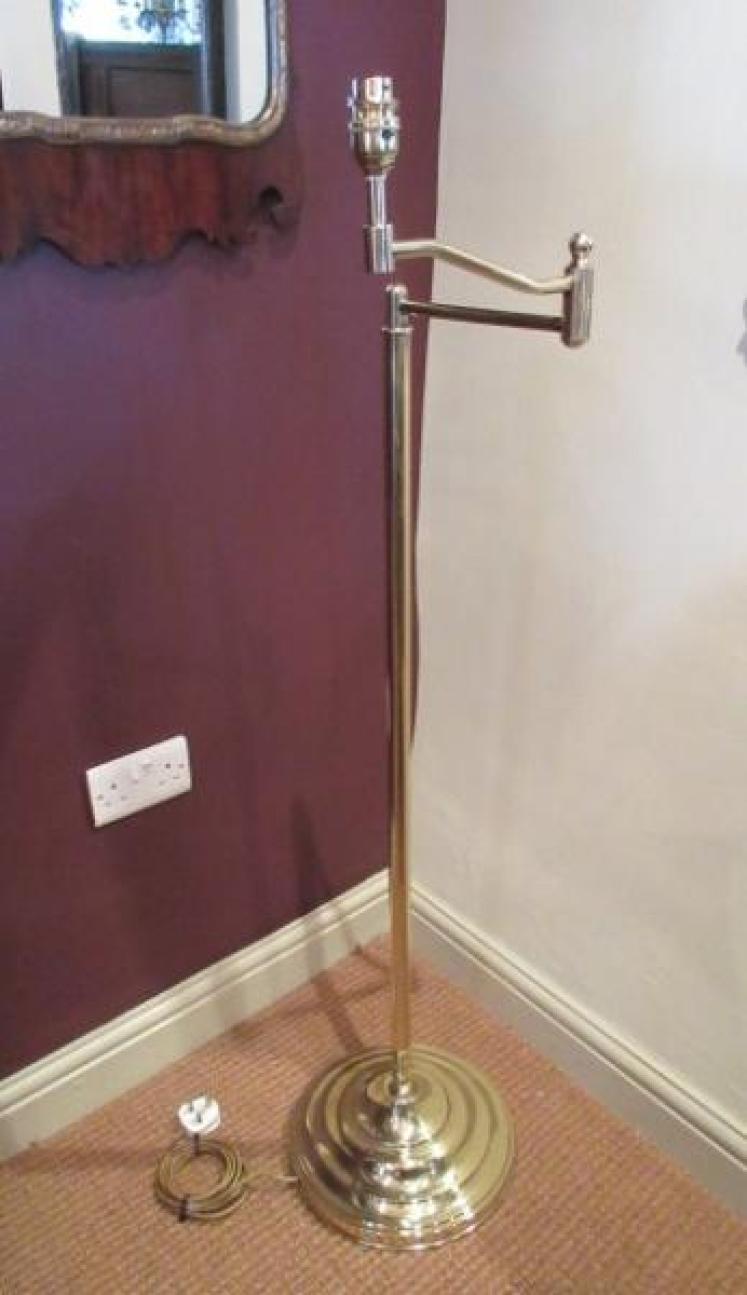 Polished Brass Swing Arm Lamp Standard - Image 1
