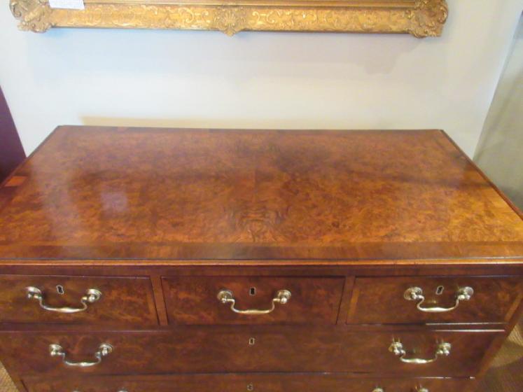 George III Period Antique Burr Walnut Chest of Drawers - Image 2