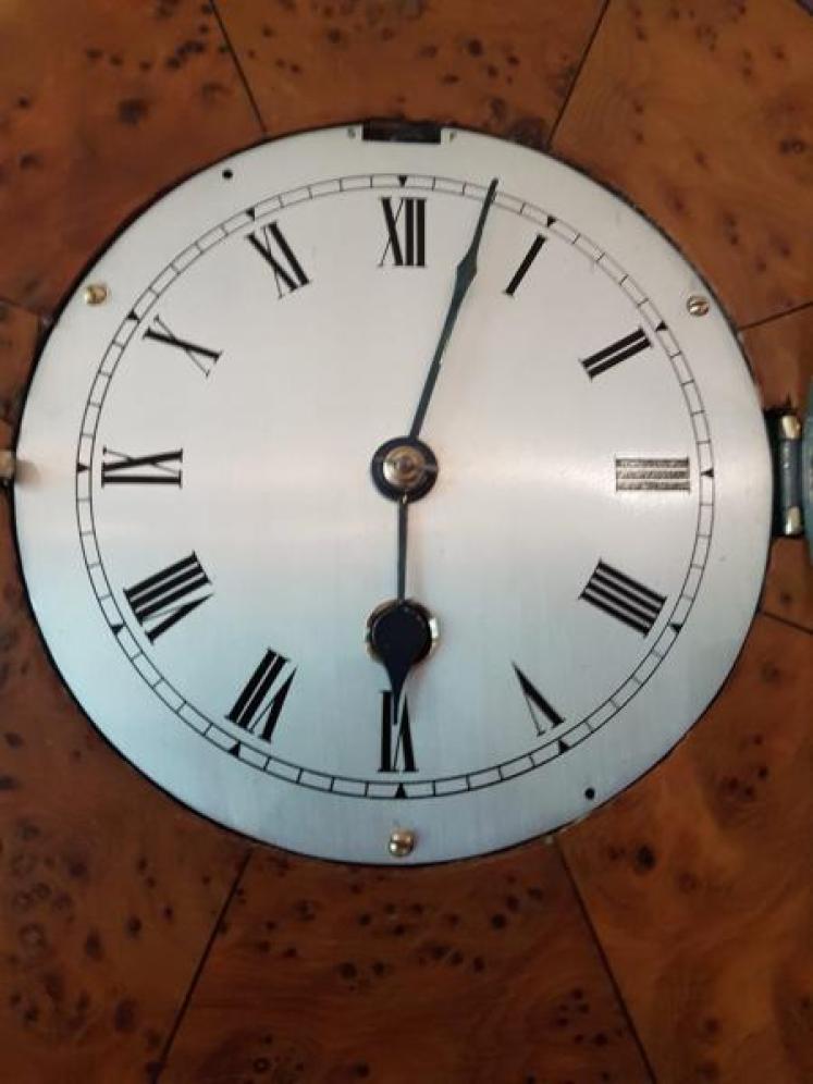 Late Victorian Antique Burr Yew Library Wall Clock - Image 2