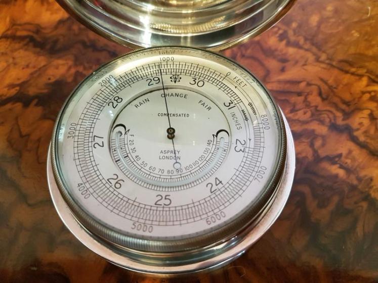 Superb Antiques Aspreys Solid Silver Desk Top Barometer Paperweight  - Image 3