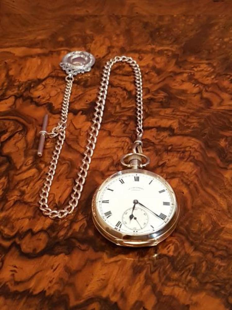   George V 9ct Gold Pocket Watch and Albert - Image 2