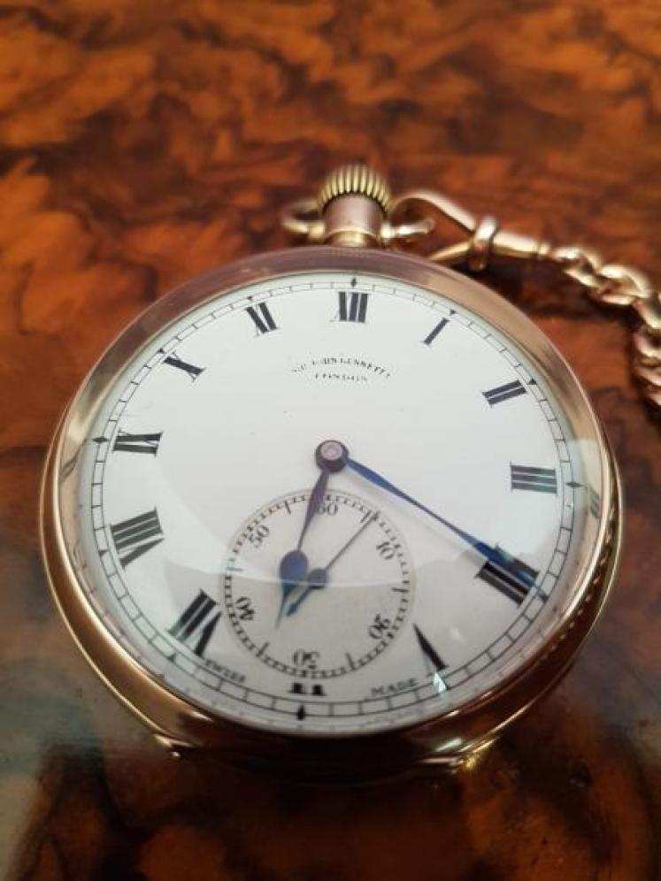   George V 9ct Gold Pocket Watch and Albert - Image 3