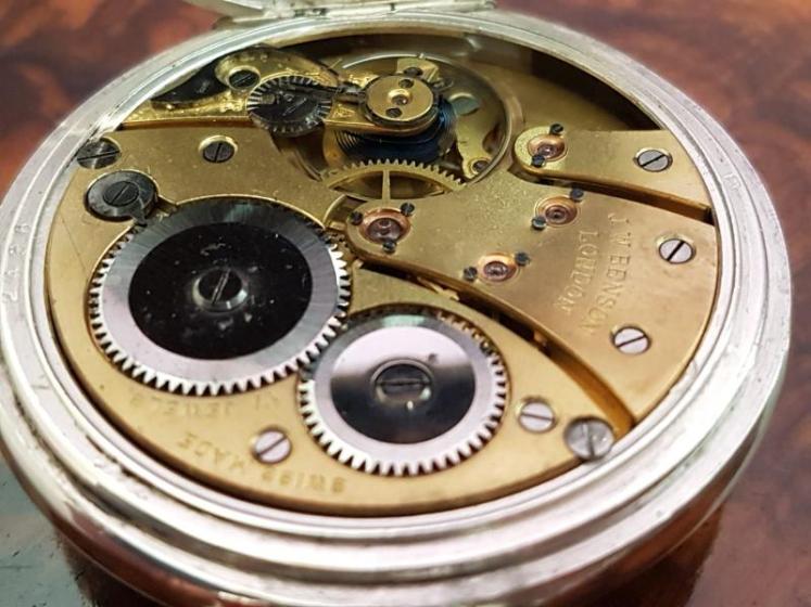 Benson Half Hunter Silver Pocket Watch And Albert Chain - Image 5