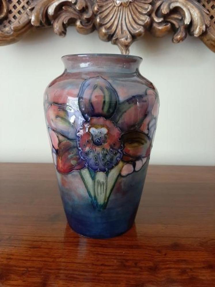 Moorcroft Slipper Orchid Flambe Glazed Vase - Image 1