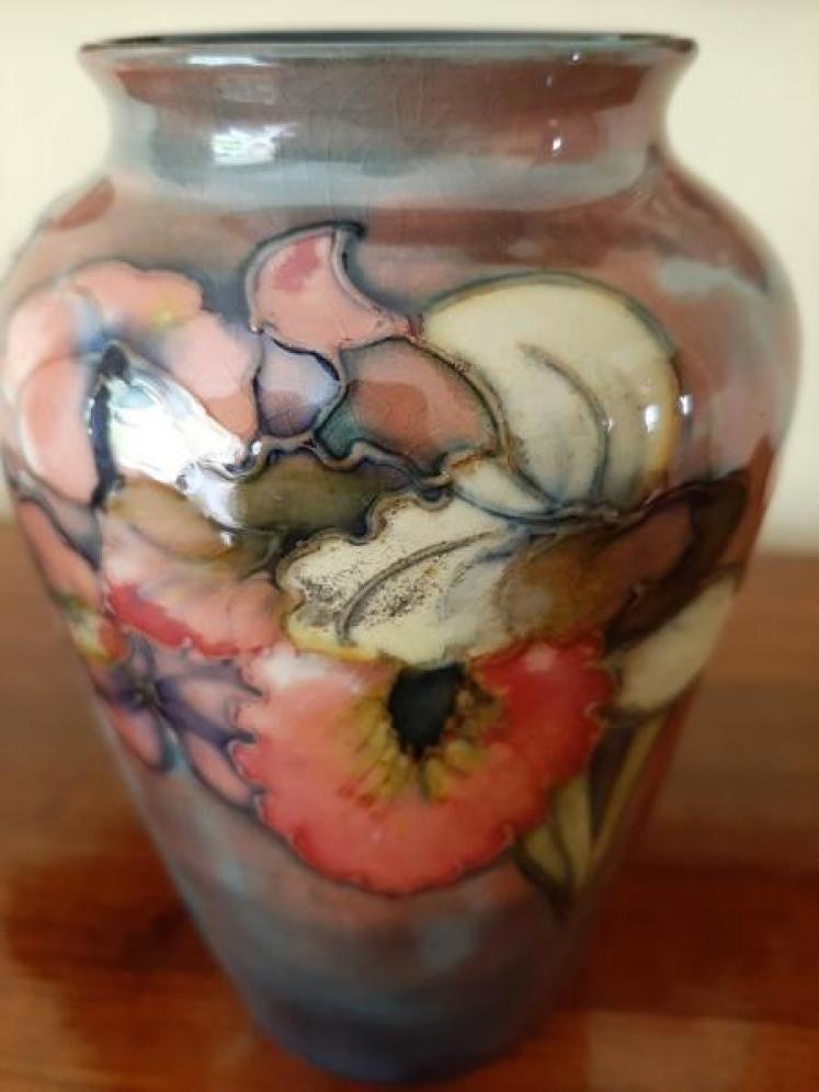 Moorcroft Slipper Orchid Flambe Glazed Vase - Image 3