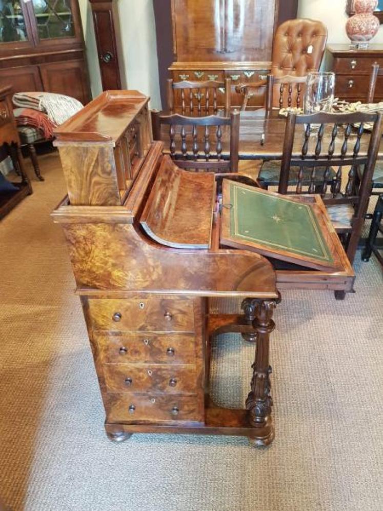 Superb Victorian Antique Burr Walnut Harlequin Davenport - Image 2