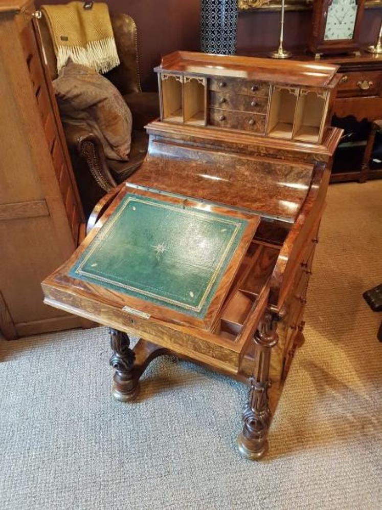 Superb Victorian Antique Burr Walnut Harlequin Davenport - Image 4