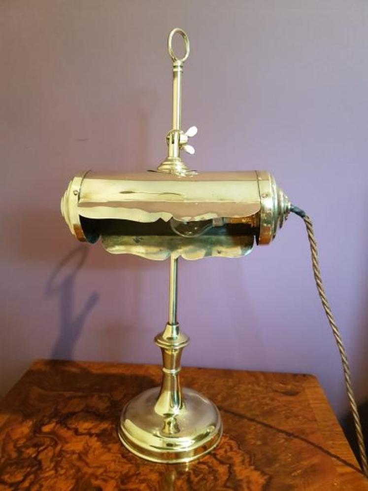 Antique 1920's Brass Adjustable Desk Lamp - Image 1