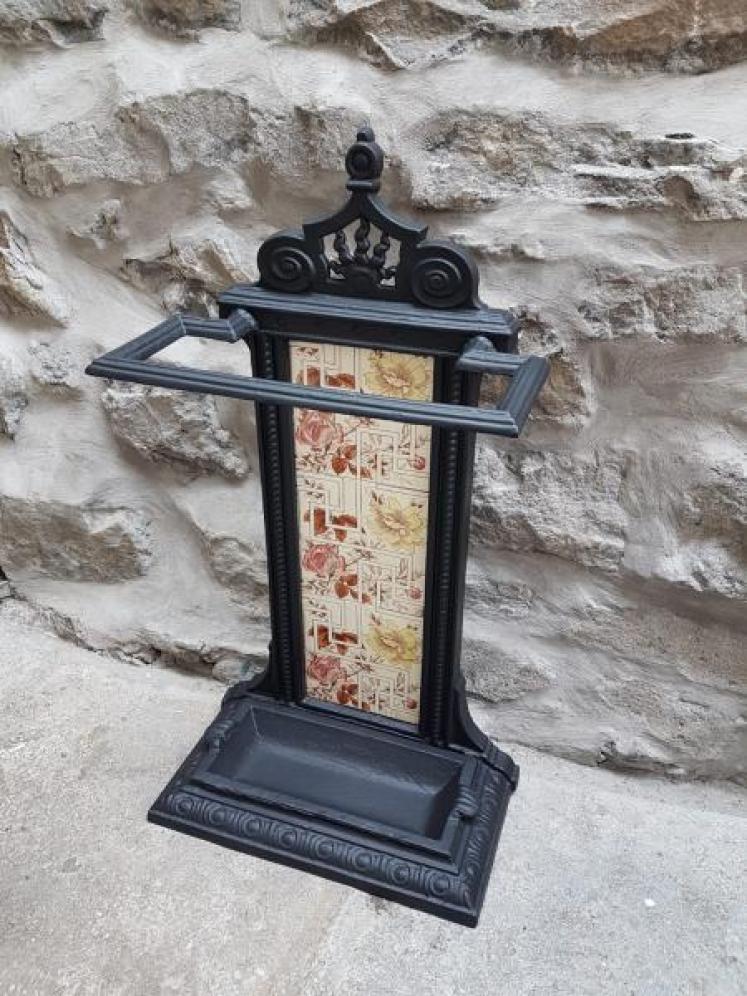 Victorian Cast Iron Tiled Back Stick Stand  - Image 1