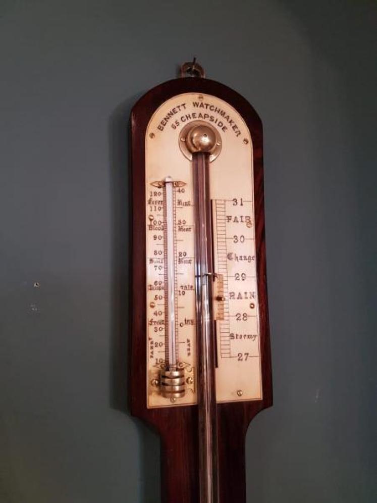Victorian Antique Sir John Bennett London Stick Barometer  - Image 5
