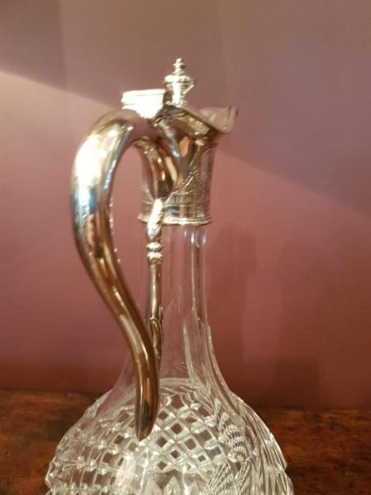 Victorian Cut Crystal and Silver Plated Mount Claret Jug - Image 2