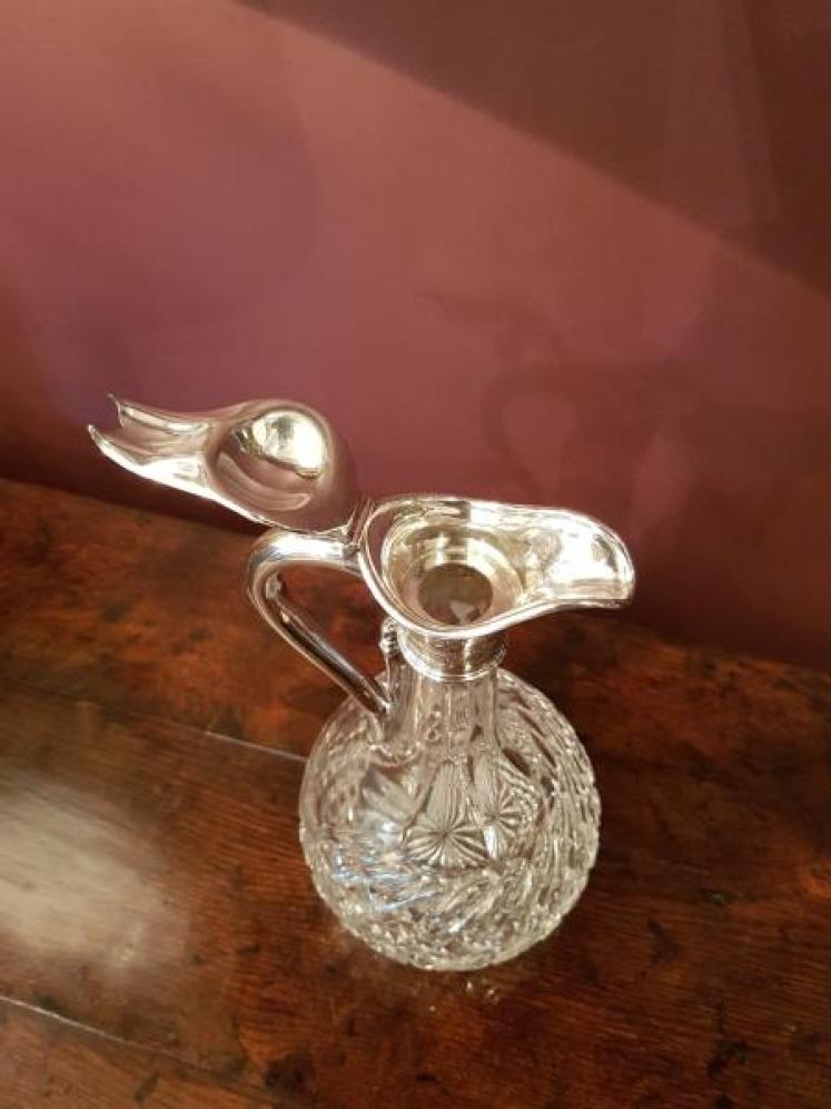 Victorian Cut Crystal and Silver Plated Mount Claret Jug - Image 3