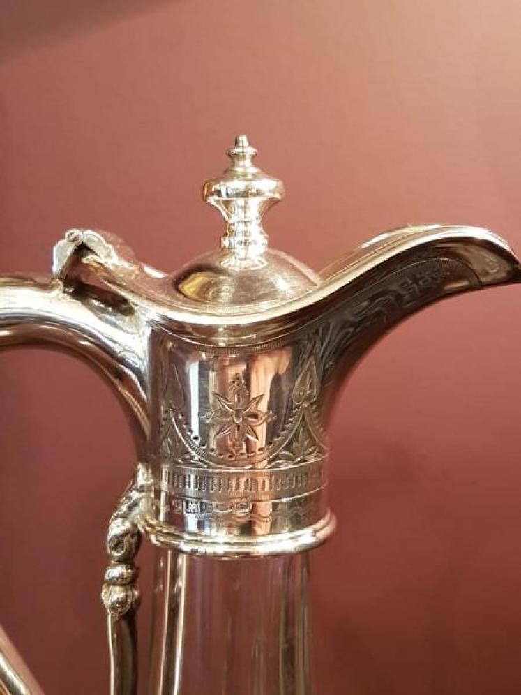 Victorian Cut Crystal and Silver Plated Mount Claret Jug - Image 4