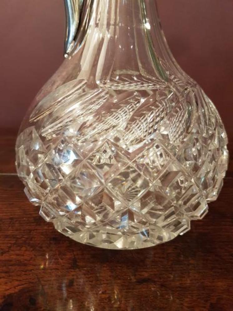 Victorian Cut Crystal and Silver Plated Mount Claret Jug - Image 5