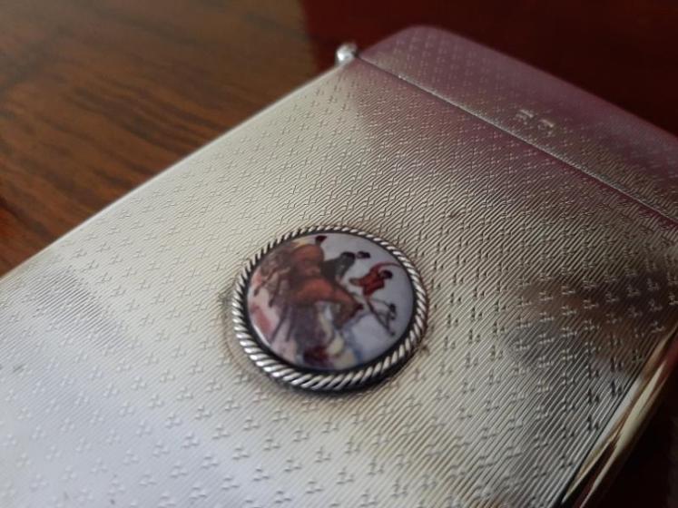 Fine Antique Silver & Enamel Hunting Scene Card Case - Image 2