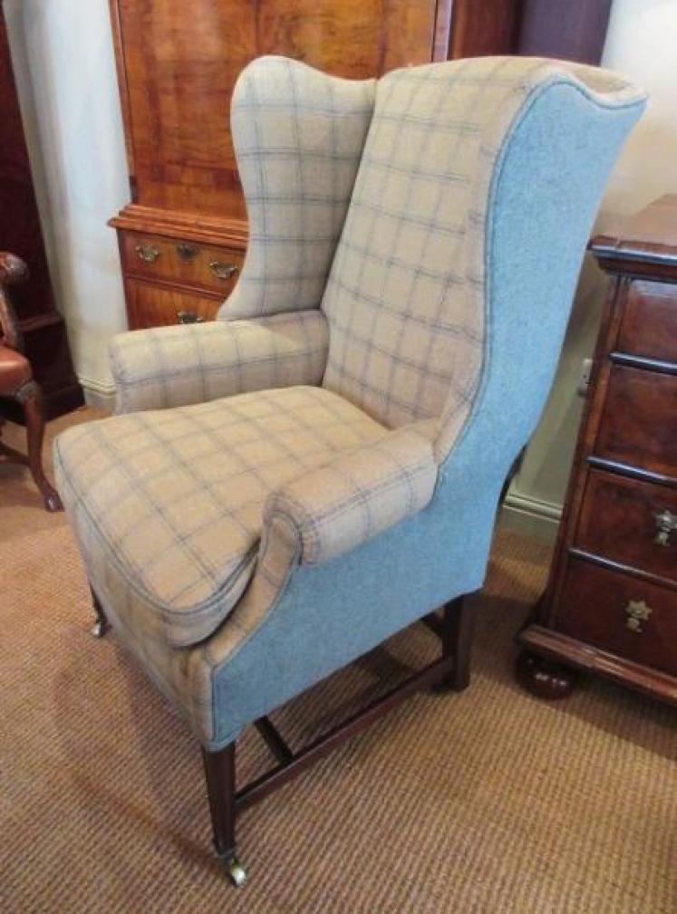 George III Period Upholstered Wing Armchair - Image 4