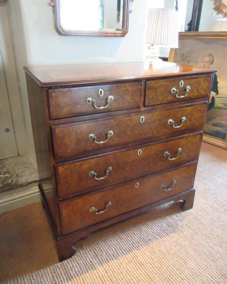 George III Period Burr Walnut Chest of Drawers - Image 1
