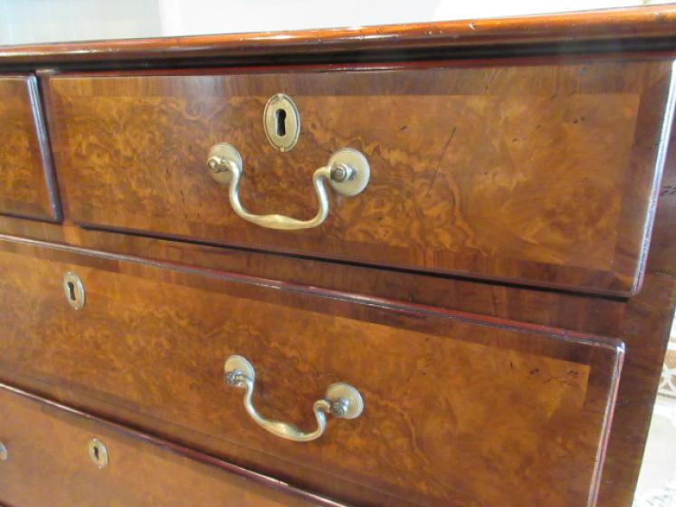 George III Period Burr Walnut Chest of Drawers - Image 3