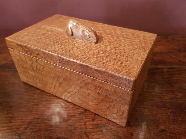 Old Mouseman Adzed Oak Box  - Image 1
