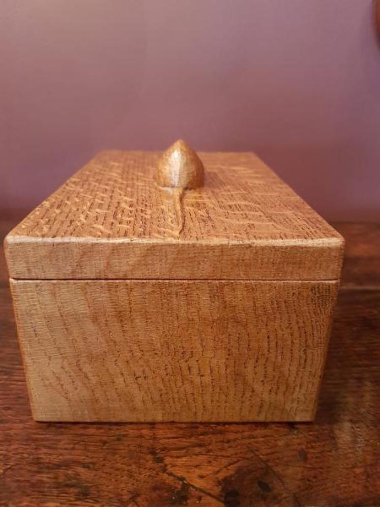 Old Mouseman Adzed Oak Box  - Image 3