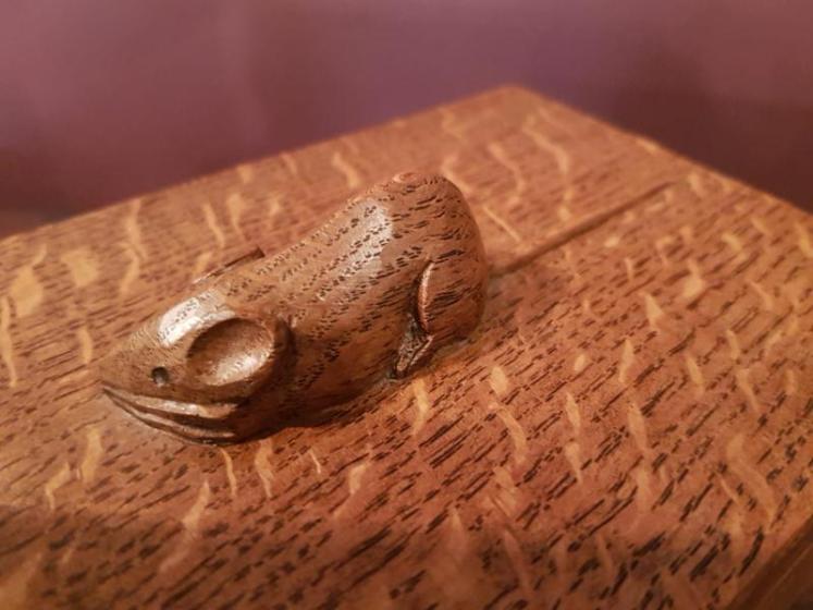 Old Mouseman Adzed Oak Box  - Image 5