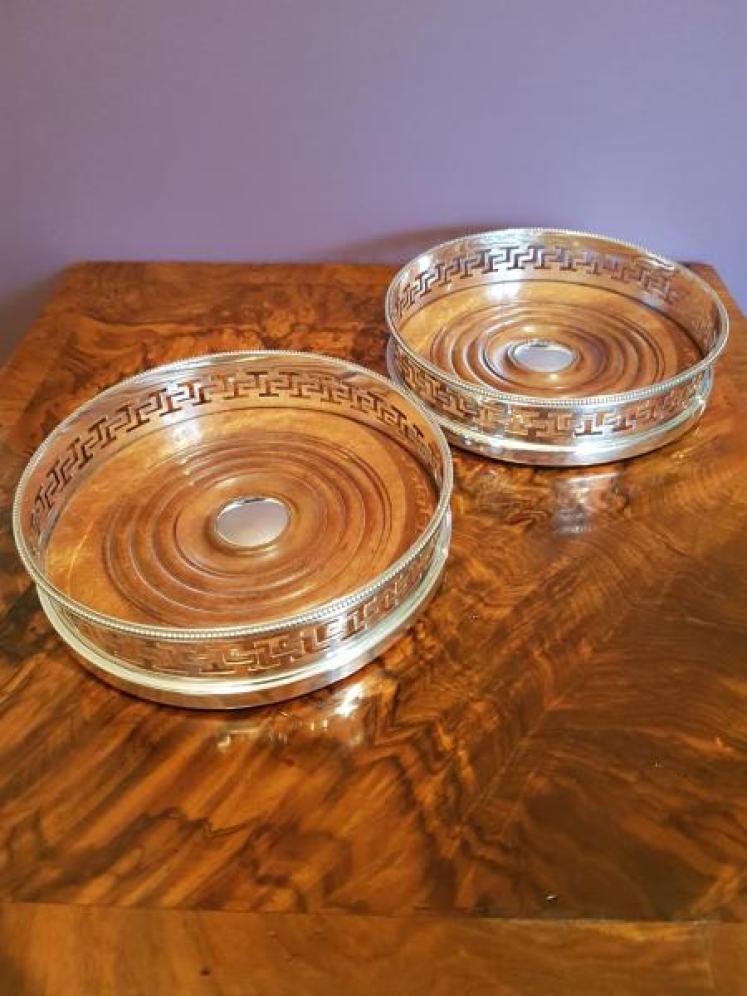 Rare Pair of Antique Victorian Silver Magnum Bottle Coasters - Image 1