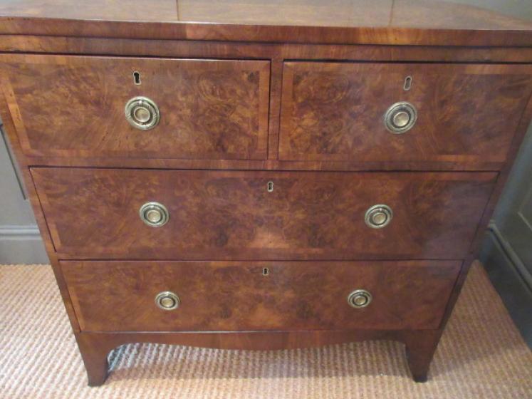 Small Regency Antique Burr Walnut Chest of Drawers - Image 3