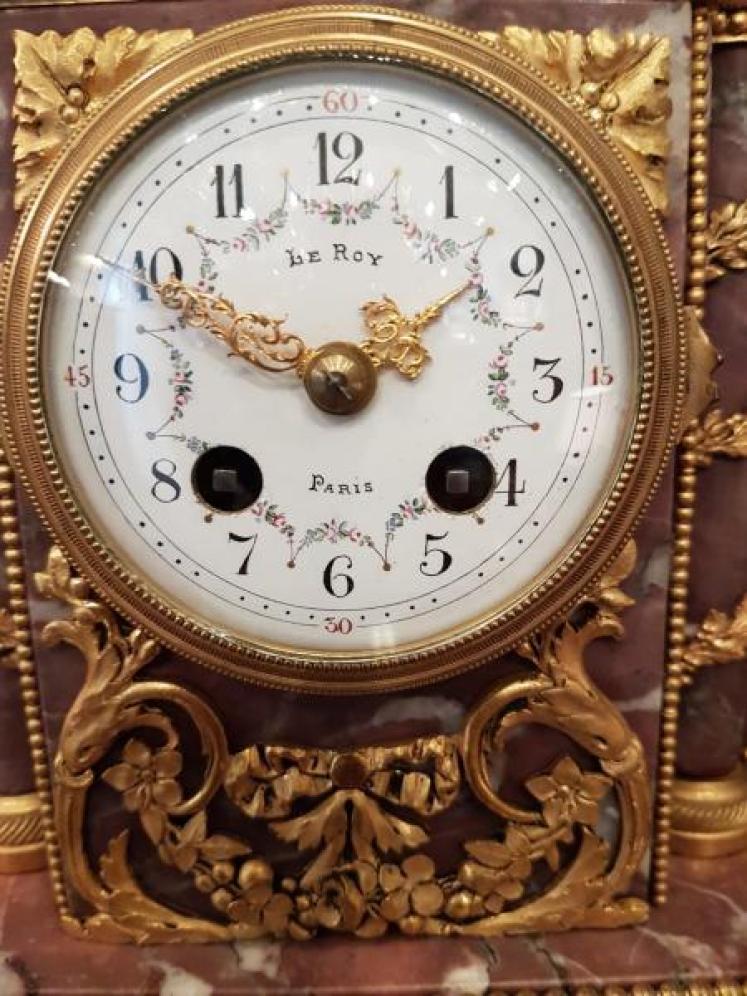 Victorian French Marble Ormalu And Bronze Clock Garniture - Image 2