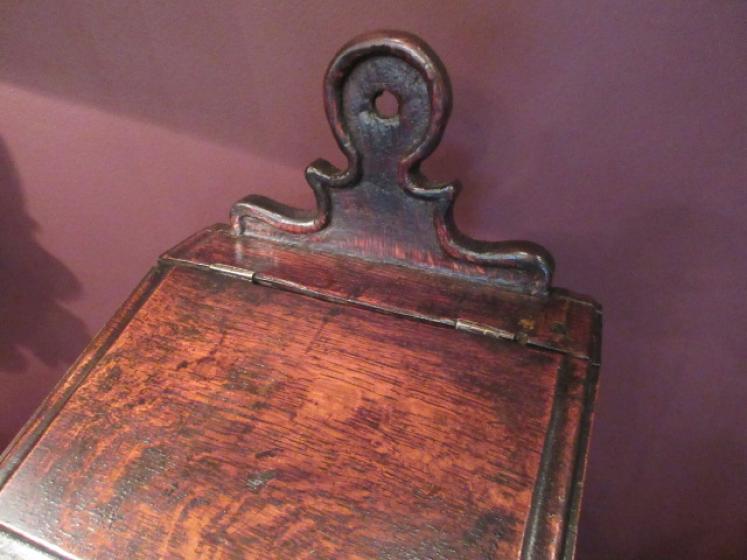 George III Antique Oak Candle & Salt Box - Image 2