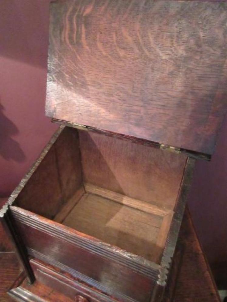 George III Antique Oak Candle & Salt Box - Image 4