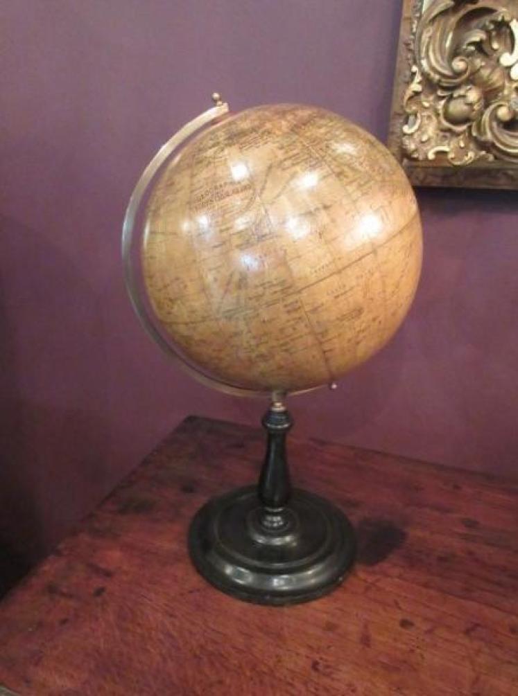 Antique 8" Papier Mache Geographia Terrestrial Globe - Image 1