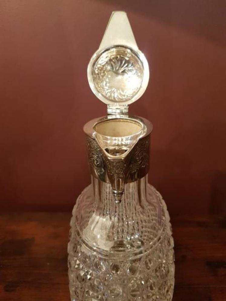 Victorian Cut Crystal and Silver Plated Mount Claret Jug - Image 2