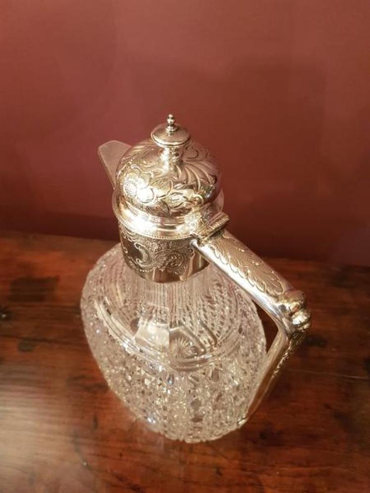 Victorian Cut Crystal and Silver Plated Mount Claret Jug - Image 3